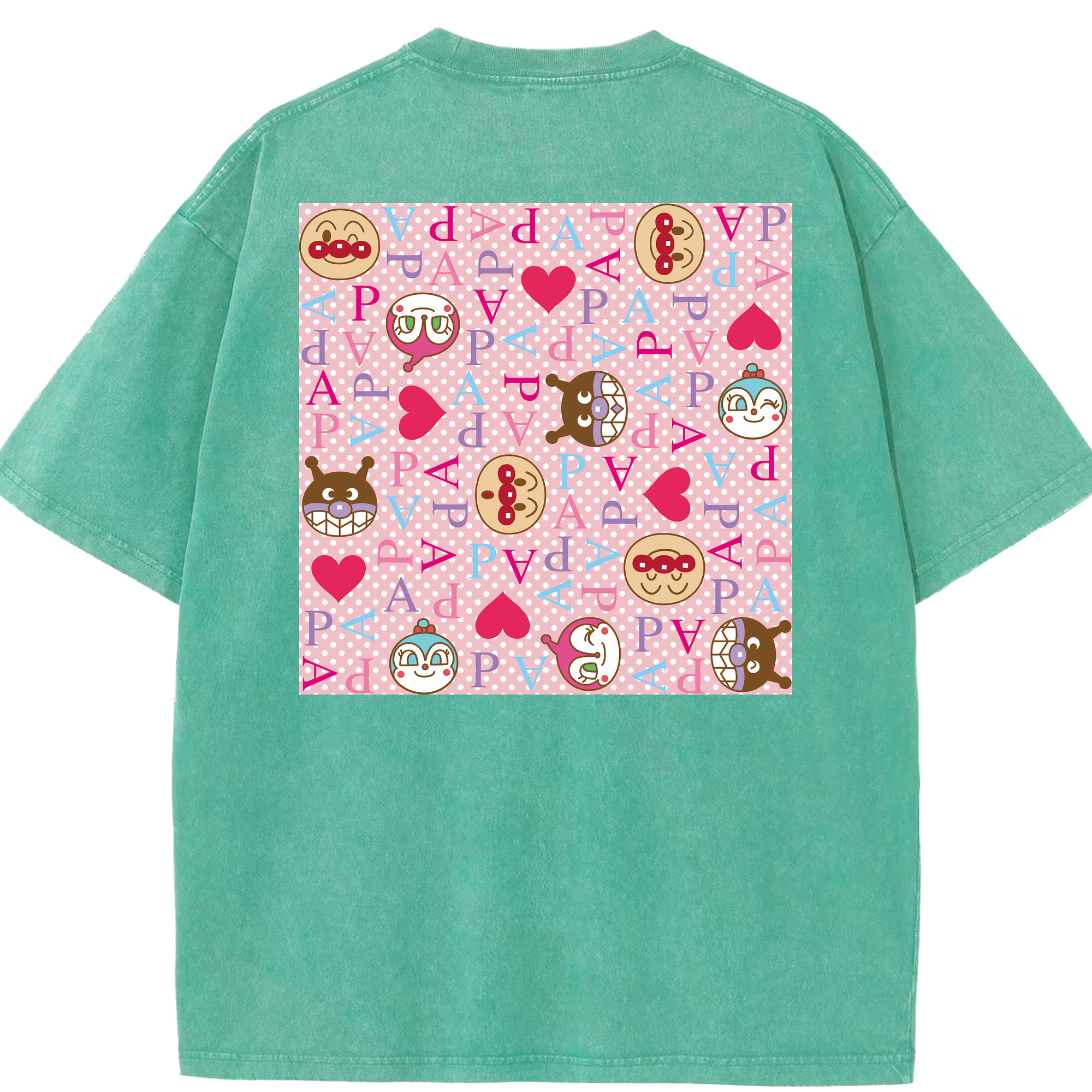 （画像用） アンパンマン Anpanman 綿100% ヴィンテージ風 半袖Tシャツ（背面プリント）